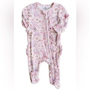 Caden Lane Penelope’s Poppies Ruffle Zipper Footie